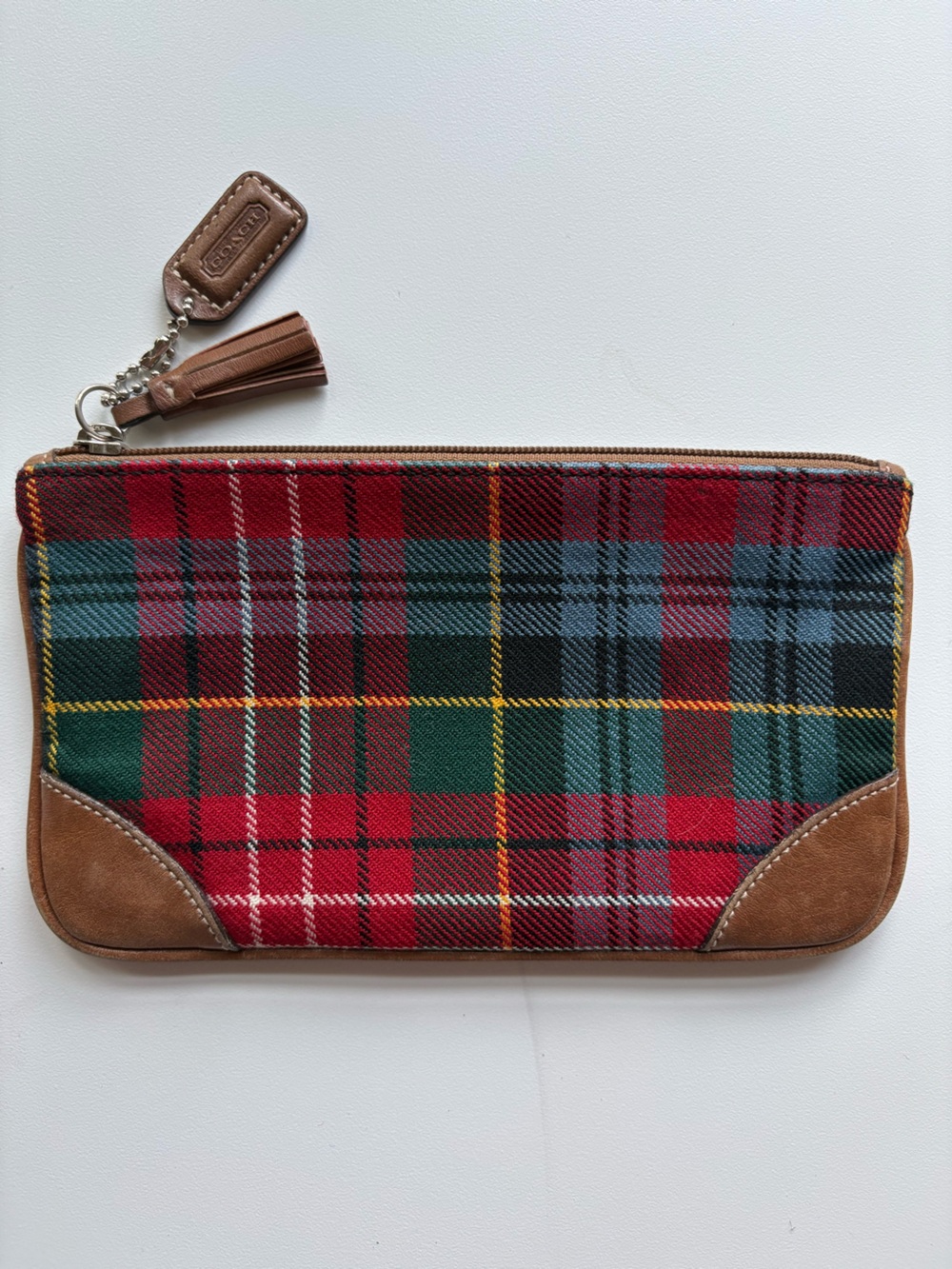 Coach Vintage Tartan Plaid Wool Pouch Preowned